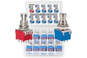 10 pcs 3pdt Stomp Footswitch incl PCB incl metal washer, for Guitar Pedal True Bypass foot switch 9 pin, latching and momentary
