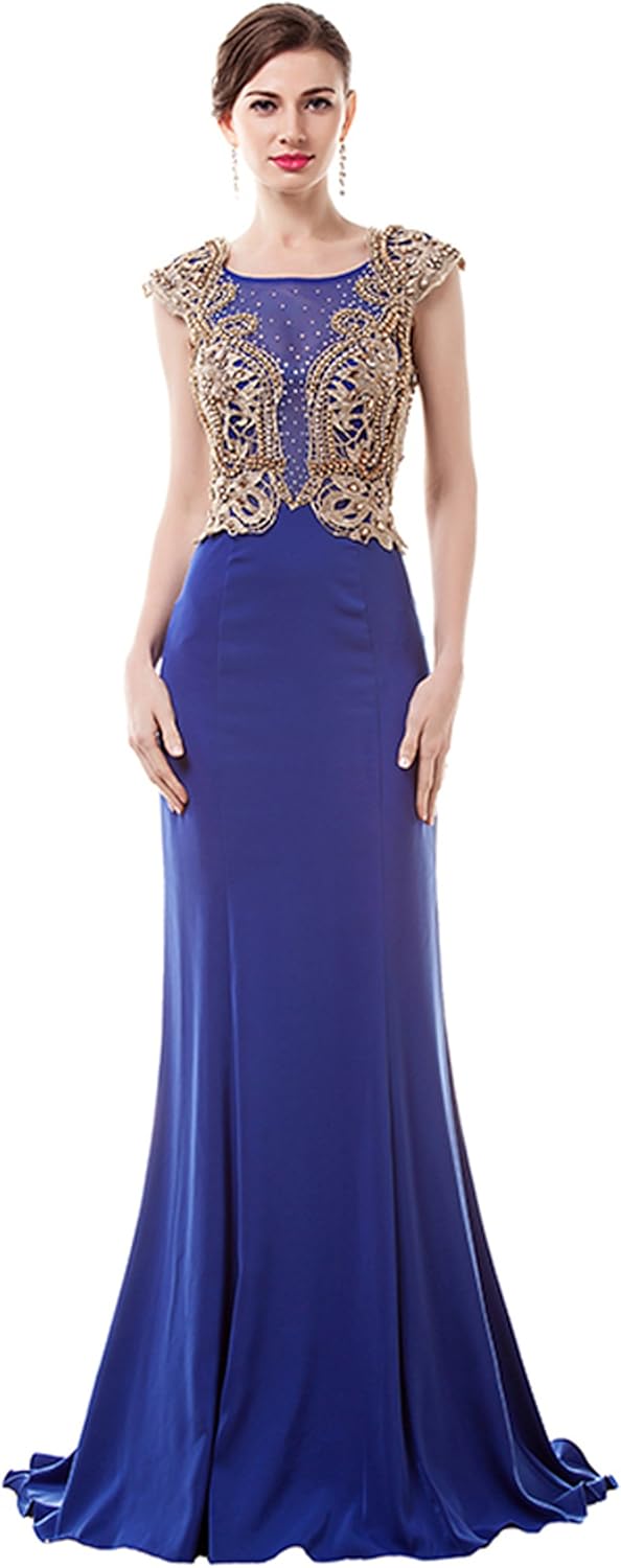 CYY Women Luxury Mermaid Royal Blue Evening Celebrity Dress Prom Gown C080LF Royal
