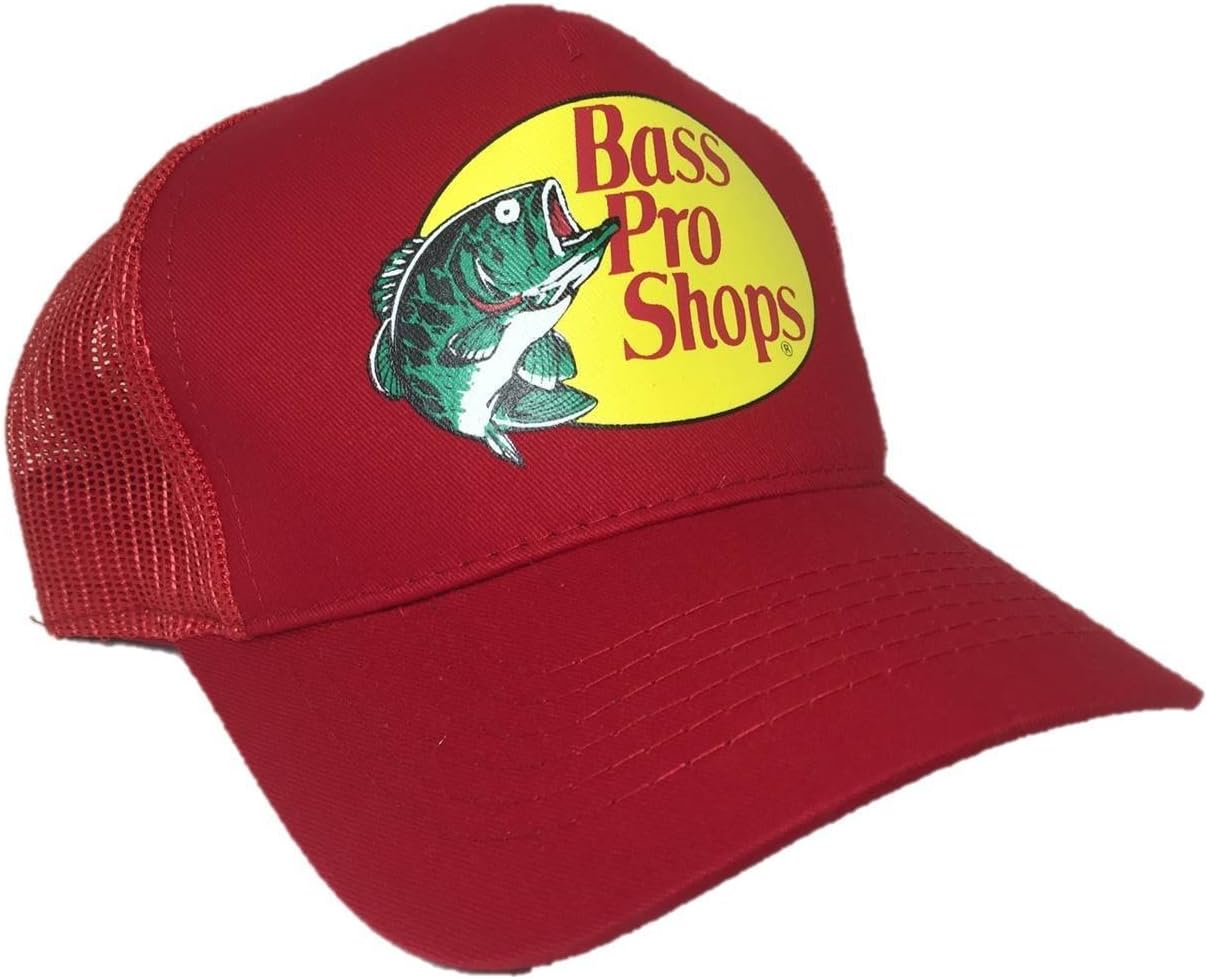 Bass Pro Shop Men's Trucker Hat Mesh Cap - One Size Fits All Snapback Closure - Great for Hunting & Fishing (Black): Clothing