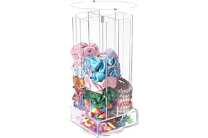 OAOLEER Acrylic Scrunchie Holder Organizer with drawer, Hair Ties Display Stand, 4 Tier Hair Accessories Organizer Storage for Bracelets Bangle Watches (Type C)