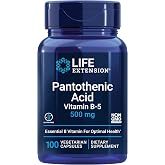 Life Extension Pantothenic Acid, 500 mg, Vitamin B5, 100 Capsules | With Calcium to Support Healthy Metabolism &amp; Mitochondrial Energy Production, Gluten-Free, Non-GMO &amp; Vegetarian