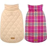 Kuoser Warm Dog Coat, Waterproof Dog Coats for X-Small Dogs, Adjustable Durable Doggie Winter Jacket Reversible Cozy Puppy Cold Weather Apparel from Small to Large Breed, Rose XS