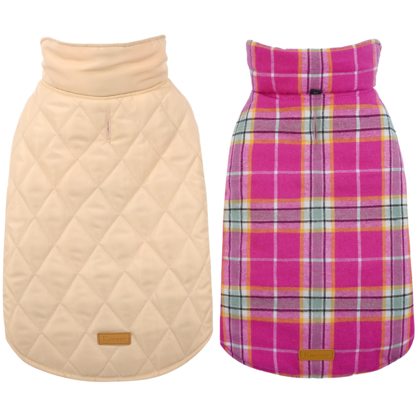 Photo 1 of Kuoser Waterproof Dog Coat, Reversible Dog Jacket for Medium Dogs, Adjustable Durable Doggie Winter Coat Warm Puppy Cold Weather Apparel from Small to Large Breed, Rose M