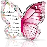 Bible Verse Proverbs 3:16 Sign - Christian Gifts for Women - Butterfly Acrylic Sign Prayer Room Decor - Desk Decor for Home Office Table Shelf Decorations