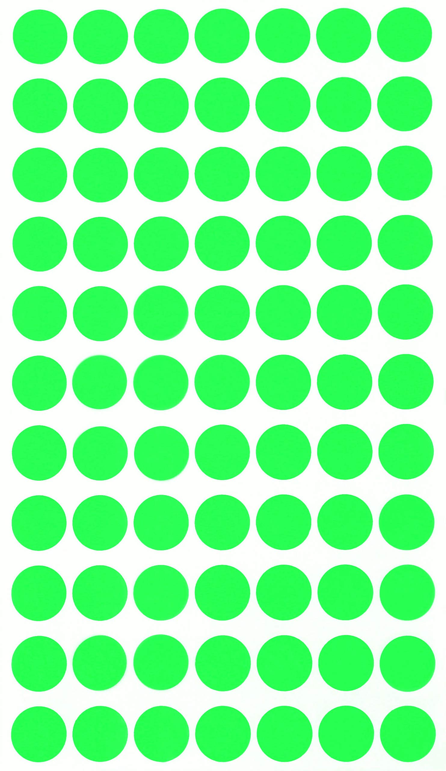 Removable Easy Peel Labels in Neon Green 15mm Colored Circle Stickers (1.5cm) - 770 Pack by Royal Green