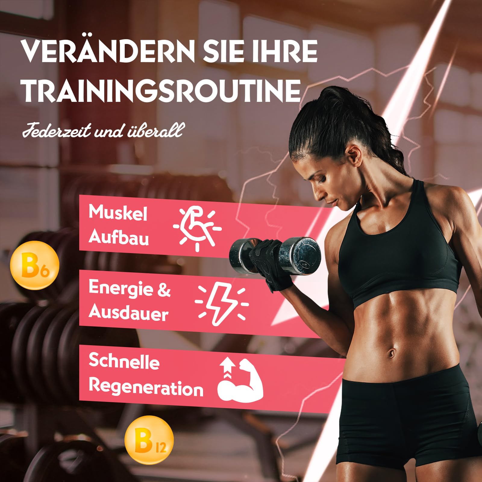 Truvenzara Kreatin-Gummies Komplex 5000mg pro Portion, 5-in-1-Formel mit Taurin & Vitamin B6, Kaubares Creatin-Monohydrat für Männer und Frauen, Beerengeschmack, Vegan (60 Stück (1er Pack)) 3