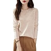 Chanyarn Women's 100% Merino Wool Base Layer Shirt Tops Crewneck Long Sleeve Travel Hiking Tee T Shirt Pullover Sweater