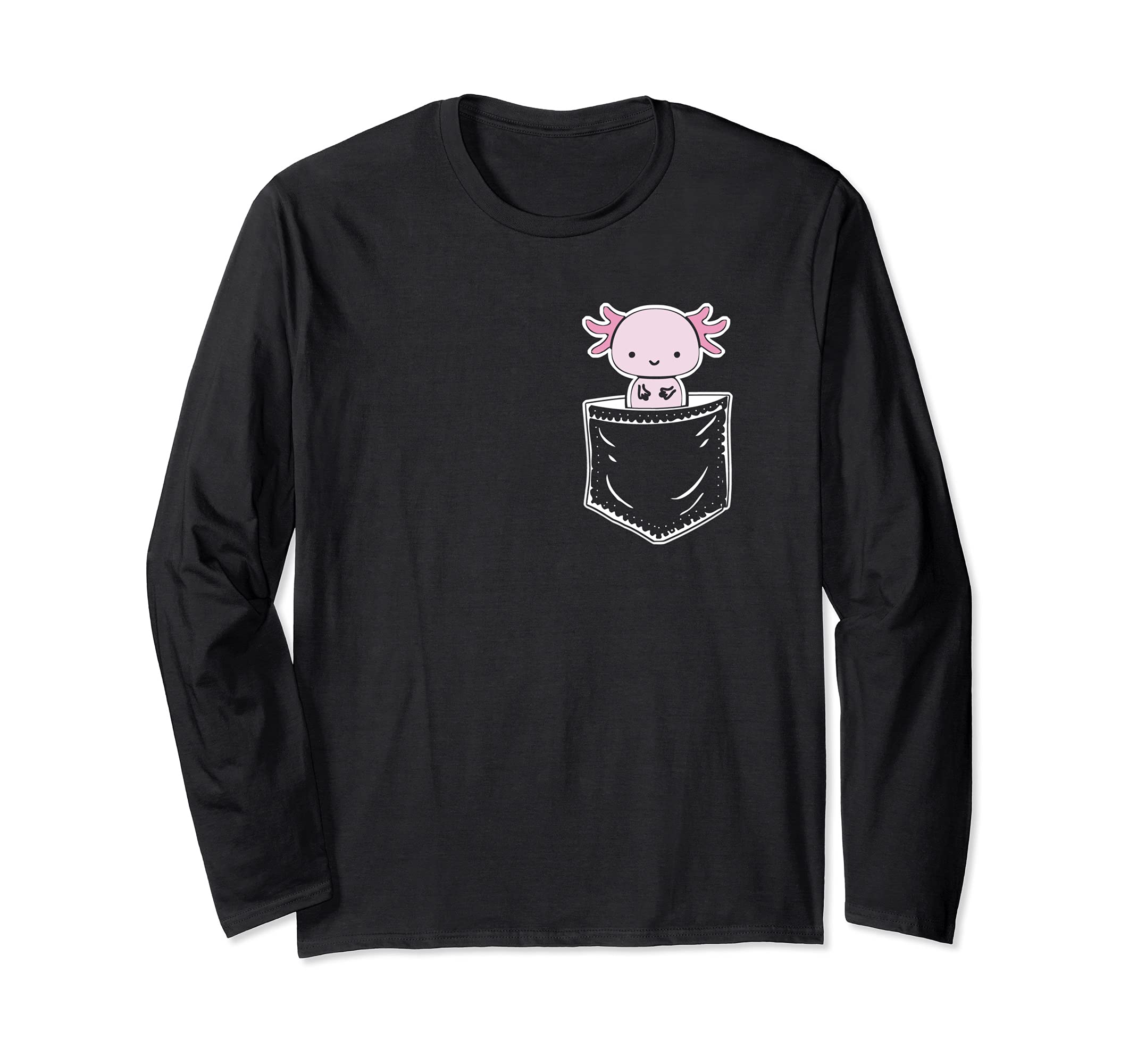 Axolotl Inside Pocket Watching You, Walking Fish Axolotl Long Sleeve T-Shirt