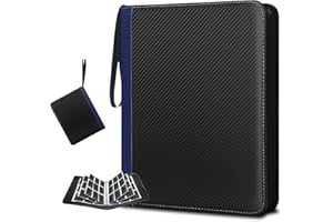 HYMENEX 9 Pockets Trading Card Binder, 990 Pockets Card Binder with Sleeves Card Organizer, Card Collection Binder with Zipper Baseball Card Binder for Sports Card and Kids Organized (Black+Dark Blue)