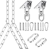 Otoolling Heavy Duty Porch Swing Hanging Kit with Y-chain & 360° Swivel Hangers 1500 Lbs Capacity, Rustproof Zinc-plated Chains 304 Stainless Steel Mount Hooks, Indoor/outdoor Swing & Hammock Hardware