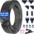 Taiidaues 1/4" Air Line Tubing Kit,1/4" OD DOT Air Line 50 FT(15 m) SAE j844 PA Nylon Air Hose Tube and Push to Connect Fitti