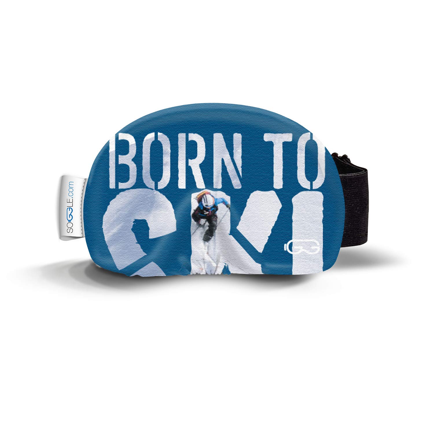 Soggle Ski Protective Microfibre Cover for Ski Goggles (One Size), Colour: Text Born to ski — image 1