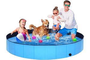 STUDESK Foldable Dog Pool - 71" x 12" Anti-Slip Portable Dog Swimming Pool, Hard Plastic Collapsible Kiddie Pool for Outdoor and Indoor for Pets Dogs Cats and Kids