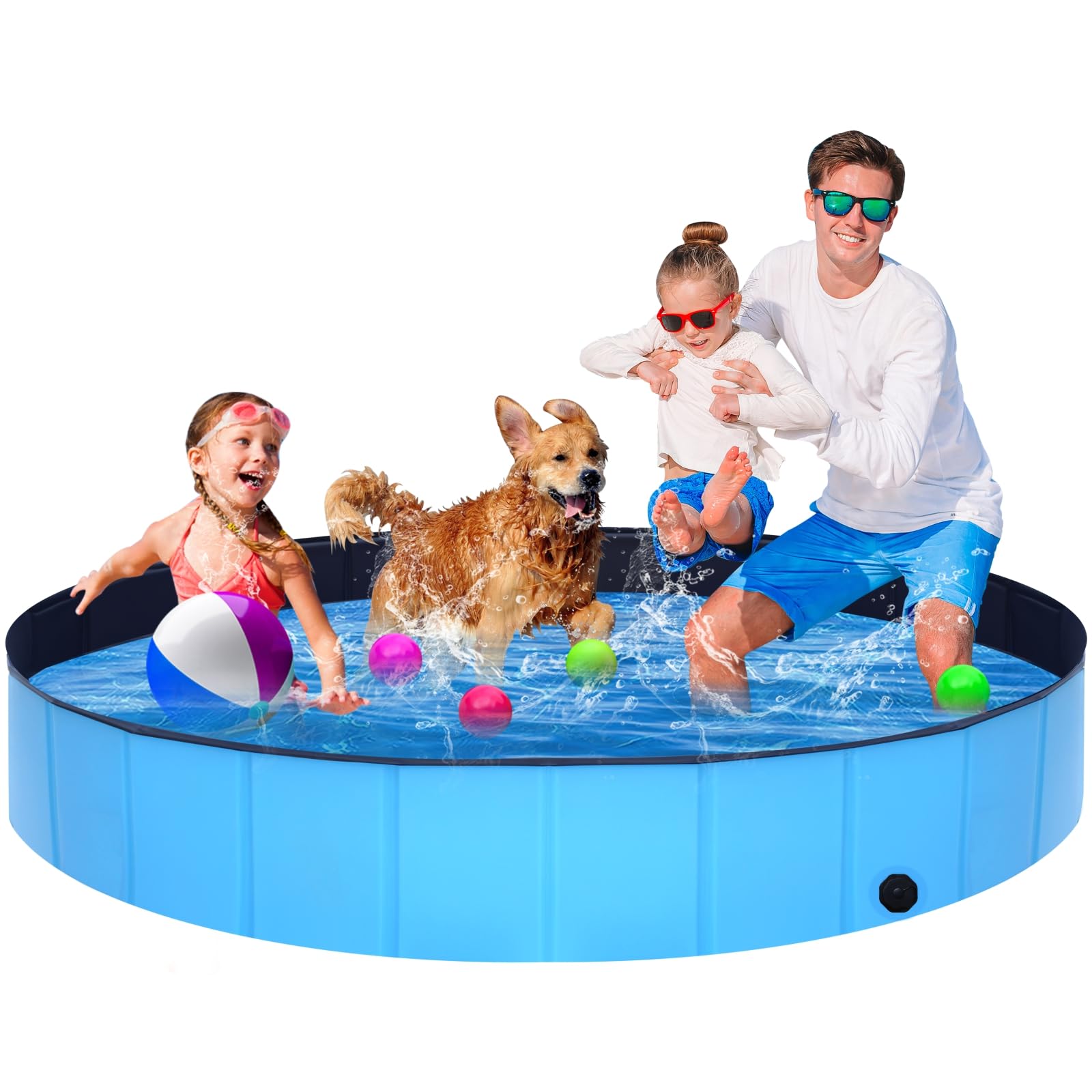 Photo 1 of STUDESK Foldable Dog Pool - 71" x 12" Anti-Slip Portable Dog Swimming Pool, Hard Plastic Collapsible Kiddie Pool for Outdoor and Indoor for Pets Dogs Cats and Kids