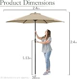 CHRISTOW Garden Parasol Umbrella Polyester Canopy Steel Sunshade with Crank view 7