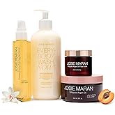 Josie Maran Face & Body Care Trio Gift Set - 4 Piece Kit Includes EveryBODY Wash, Whipped Argan Body Butter & Pineapple Cleanser - Exfoliates, Cleanses & Nourishes Skin - Vanilla Apricot (4 Count)