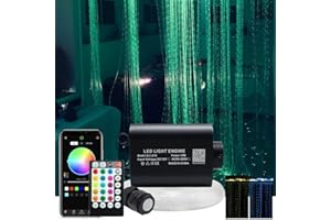 AKEPO 16W RGBW Optical Fiber Curtain Lights Kit, Waterfall Curtain Light for Sensory Room Decoration with Flash Point Fiber O