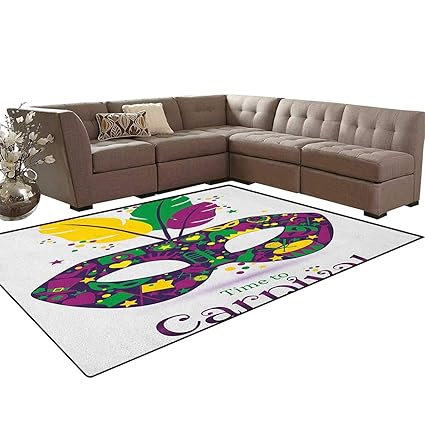 Amazon Com Mardi Gras Floor Mat Time To Carnival Themed