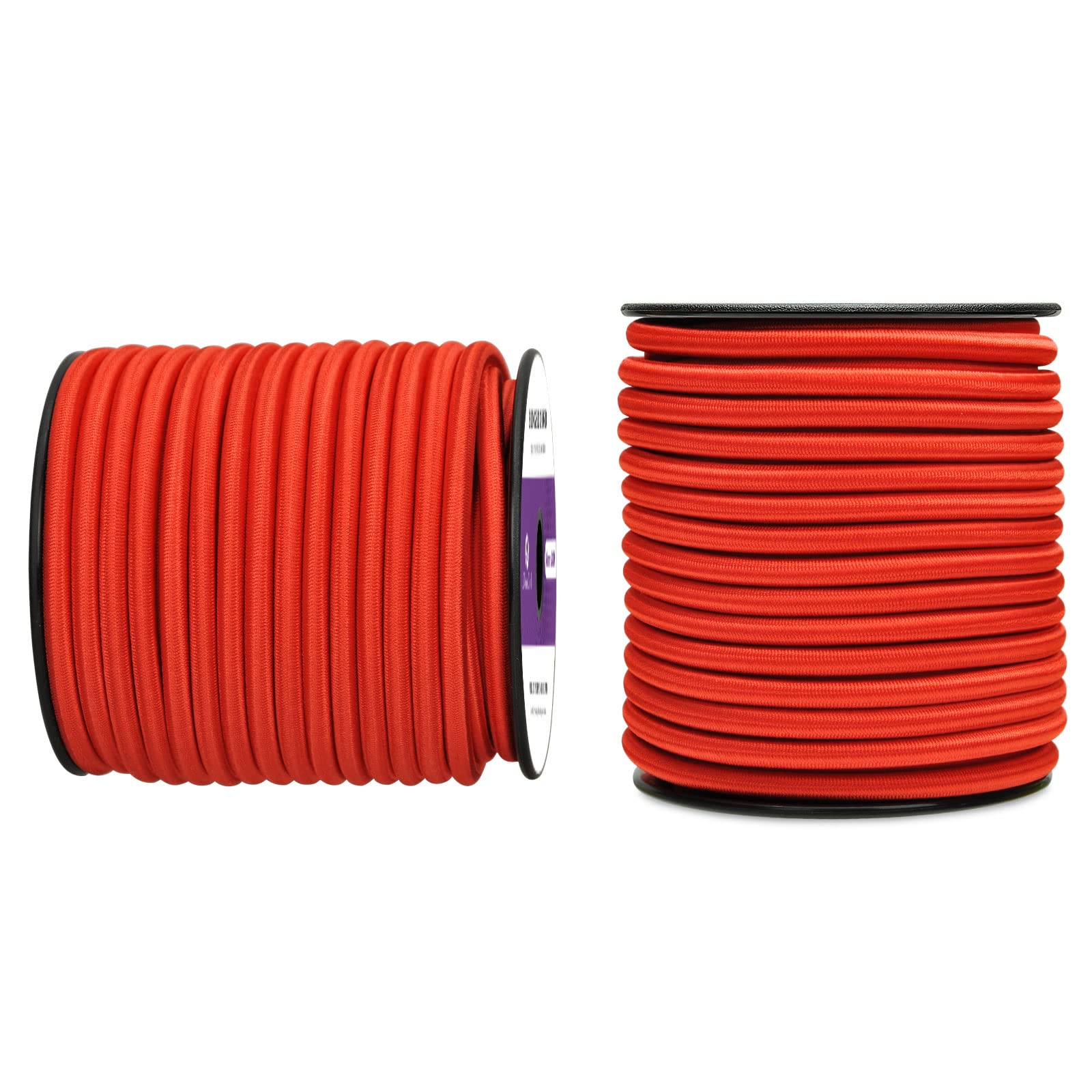 Abma Cord Bungee Cord 6mm 20M Elastic Shock Cord 100% Stretch Elastic Bungee Rope for Tarpaulin, Trailer, Backpack, Tent Pole, Kayak - Red