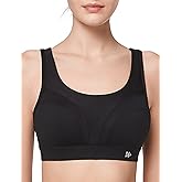 Yvette Adjustable Molded Cup Supportive Sports Bras - High Impact Wireless Bra for Large Breasts