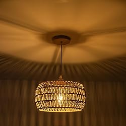 OCWHT Rattan Pendant Light Fixture Ceiling Bohemian