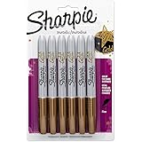 Sharpie 1823889 Metallic Fine Point Permanent Marker, Metallic Gold, 6-Pack