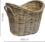 Ivyline Oval Wicker Log Basket Lined Hand Finished Kindling Storage H39xW55cm view 5