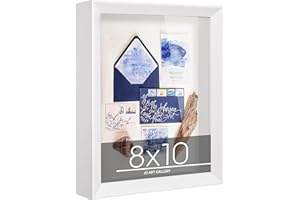 JD ART GALLERY 8x10 White Shadow Box Frame Made of Eco-Friendly Wood | Handcrafted | HD Glass for Wall and Tabletop