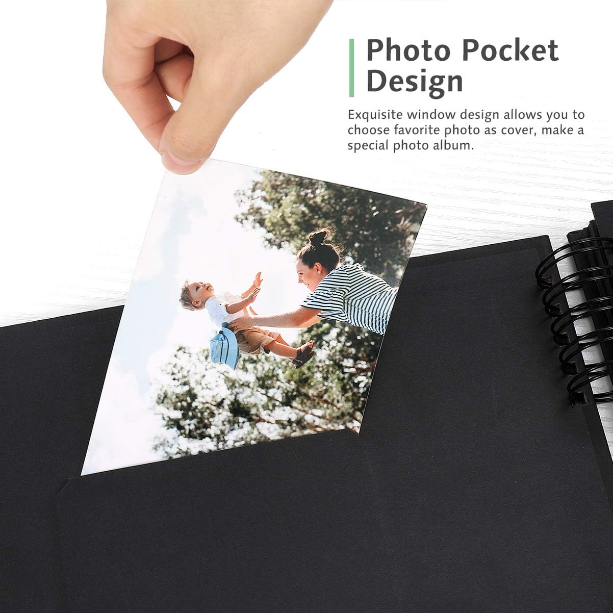 Scrapbook Photo Album, Black, Large - Image 3