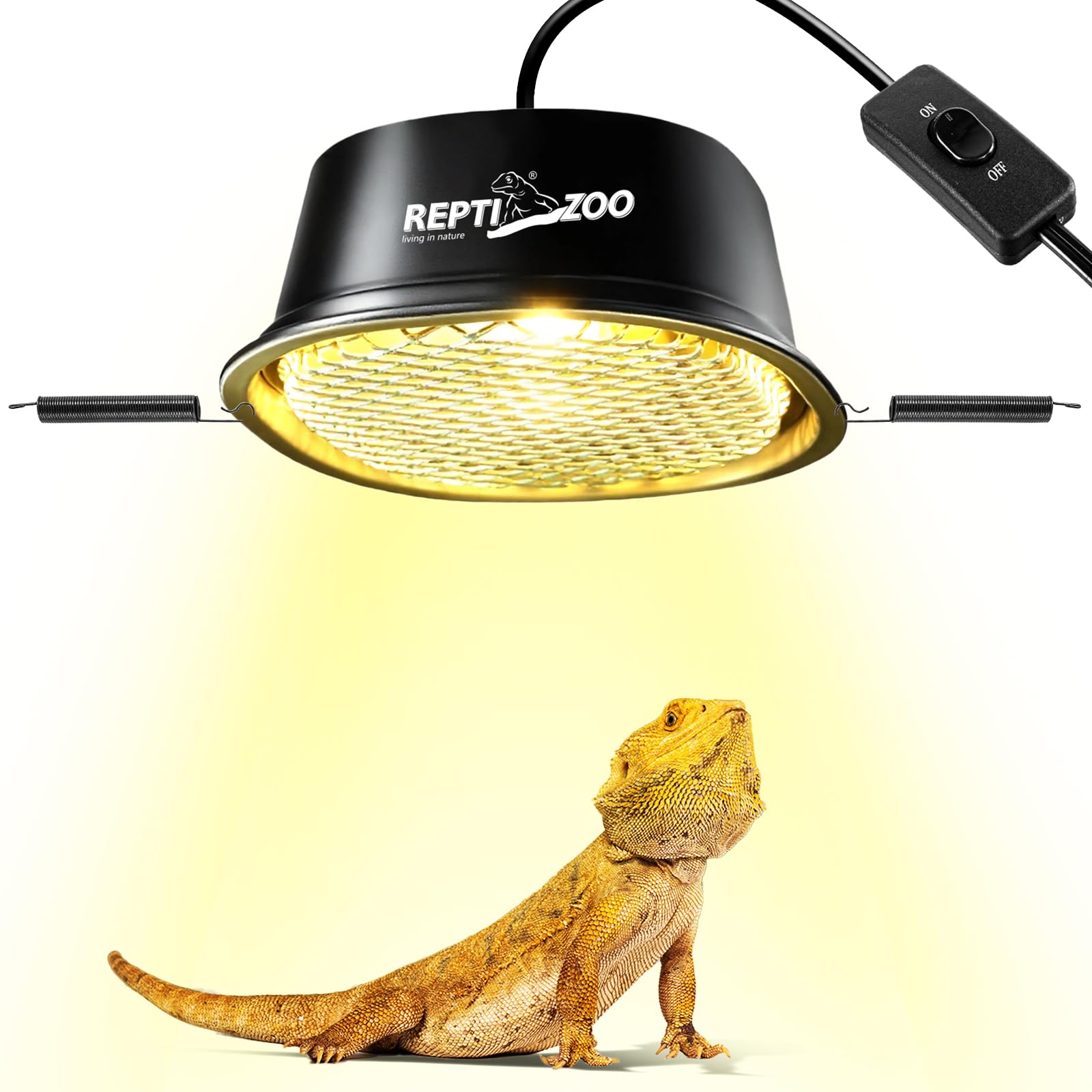 Photo 1 of REPTI ZOO G9 Reptile Heat Lamp Bulb & Reptile Light Fixture with Safety Mesh Kit, 50W UVA Basking Light Fixture for Bearded Dragon Gecko Lizard Turtle Snake Chicken, Low Profile Warm White Heat Bulb