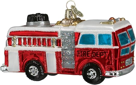 Amazon Com Old World Christmas Ornaments Fire Truck Glass Blown Ornaments For Christmas Tree Home Kitchen