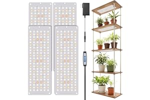 Garpsen Grow Light, 6000K Full Spectrum Plant Lights for Indoor Growing with Auto Timer 6/12/16H, 5 Dimmable Levels & 3 Color