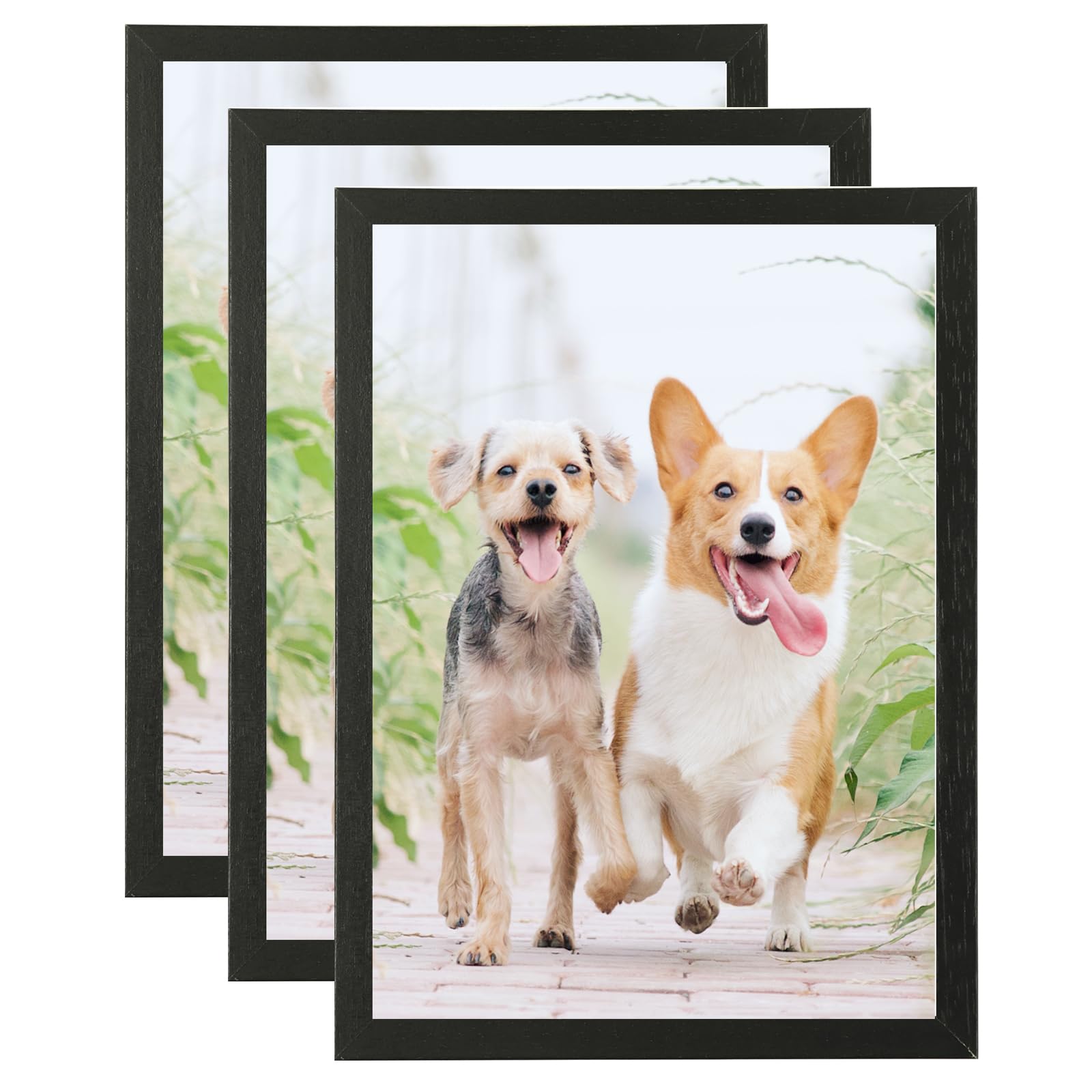 A5 Black Wood Photo Frame,3 Pack-15x21cm Picture Plexi-Glass,Certificate Frame for Wall Mount or Table Top Display,Set of 3 — image 1