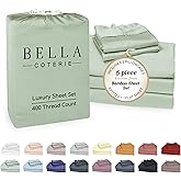 Bella Coterie Luxury Bamboo Viscose Split King Size Sheet Set | 2 Fitted Sheets for Sleep Number & Adjustable Beds | 100% Organically Grown | Cooling & Ultra Soft | 18” Deep Pocket [Sea Glass]