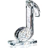 QFkris 5'' Height Crystal Eighth Note Figurines Collectibles Glass Musical Sculpture Statue for Home Piano Guitar Gifts Souvenirs