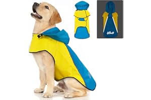 BiPawTi Dog Raincoat,Waterproof Hooded Slicker Poncho,Dog Reflective Safety Dog Rain Jacket,Windproof Snow-Proof Dog Rain Coat,Dog Raincoats for Small,Medium,Large Dogs Yellow+Blue