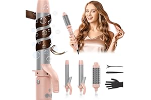 AFANSO Rotating Curling Iron Set, Automatic Curling Wand for Long Hair, Easy to Use Hair Curler Get Effortless Beach Waves, 3 Sizes Ceramic Barrel 1/1.25/1.5 Inch to 410°F with Home Button, Dual Voltage