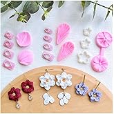 Keoker Flower Petal Clay Cutters - Polymer Clay Cutters for Earrings Making, 4 Shapes with Polymer Clay Petal Press Mold, Clay Cutters for Polymer Clay Jewelry (D)