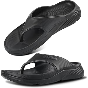 PCSsole Men's Arch Support Flip Flops, Orthotic Recovery Sandals | Deep Heel Cup, Shock Absorbing Cushion & Non-Slip Sole Enh