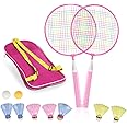 Badminton Rackets for Children,12 in 1 Shuttlecocks Racquet Sports Set w/Lightweight Carrying Bag for Kids Professionals Beginner Players Indoor Outdoor Sport Game