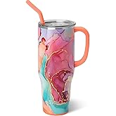 Swig Life 40oz Mega Mug, 40 oz Tumbler with Handle and Straw, Cup Holder Friendly, Dishwasher Safe, Extra Large Insulated Tumbler, Stainless Steel (Dreamsicle)