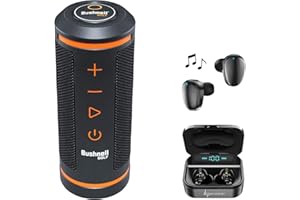 Bushnell Wingman Golf GPS Bluetooth Speaker with Included Wearable4U Ultimate Black Earbuds with Charging Power Case Bundle