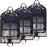 LOVEGRASS Kids Garment Bag for Dance Costumes, 40" Dance Garment Bags for Dancers with 4 Clear Zipper Pockets, Foldable Dance Competition Garment Bags for Hanging Clothes, 3 Pack, Black