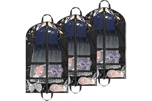 Syeeiex Clear Dance Garment Bags for Costumes with 4 Clear Zipper Pockets,40 Inch Foldable Portable Garment Bags for Dance Co
