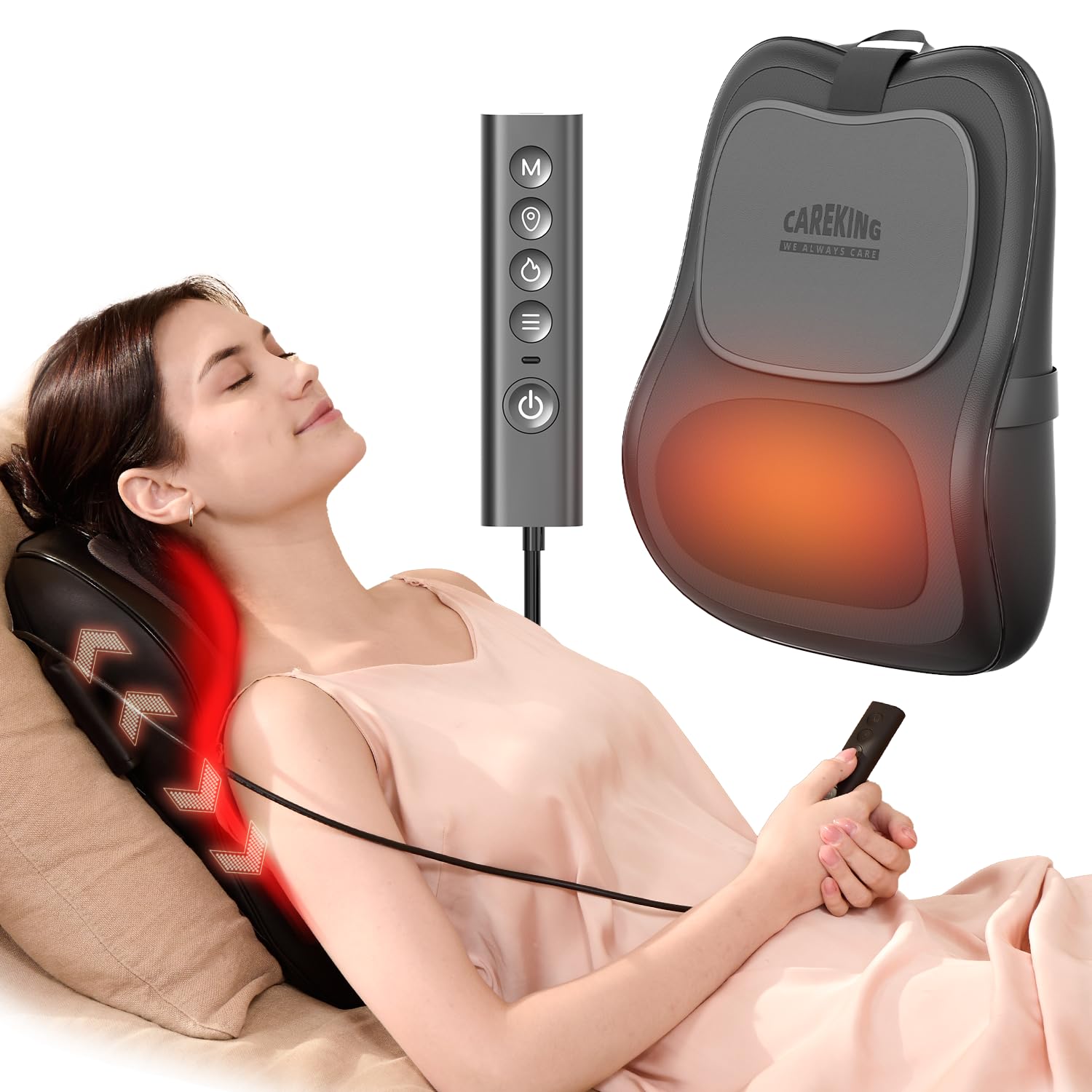 Photo 1 of Up & Down Shiatsu Back Massage with Heat –External Adjustable Cushion Pad, 3D Kneading Massage Pillow for Lower Back, Neck, Shoulder, Leg Pain Relief Deep Tissue for Office, Chair & Home (Black)