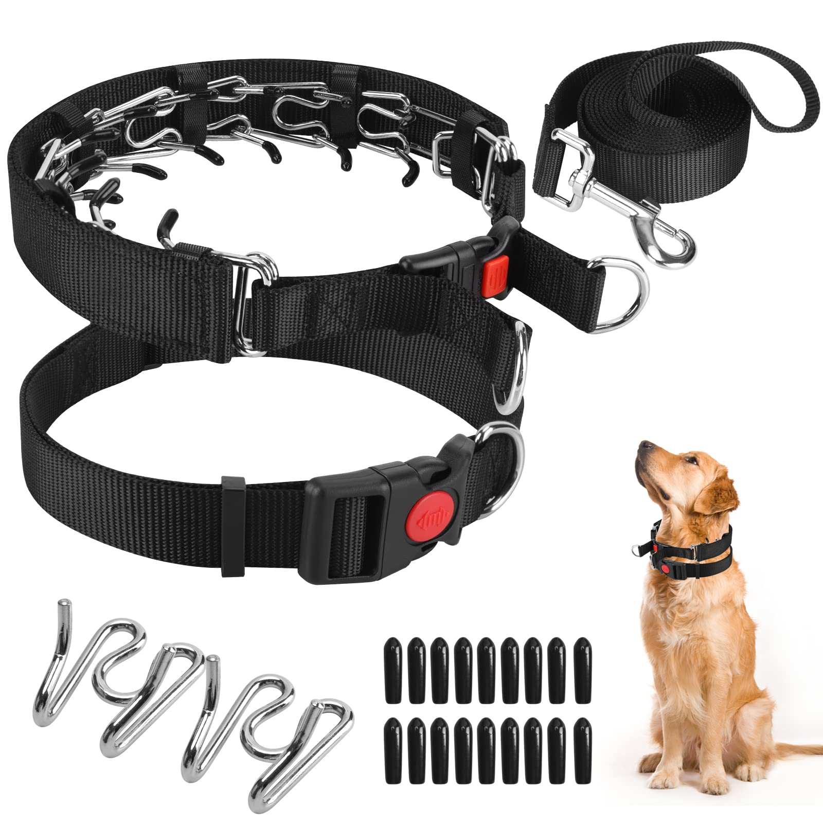 Photo 1 of Prong Training Collar with Comfort Tips and Quick Release Snap Buckle - Dog Choke Pinch Collar with Nylon Cover