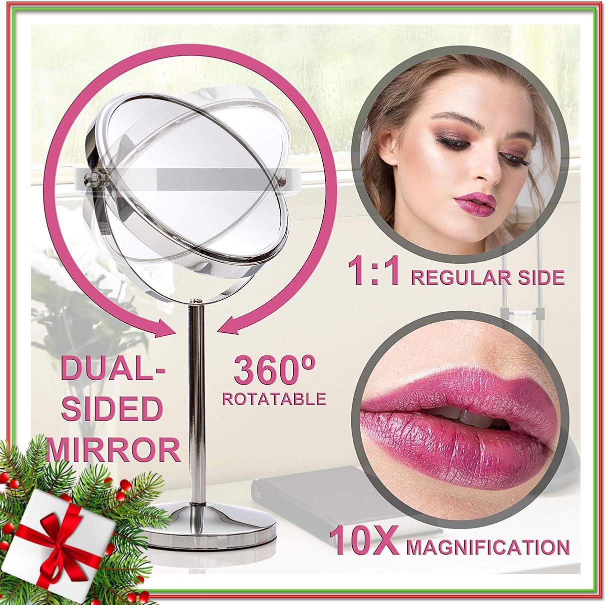 MIRRORVANA 10X Magnifying Makeup Mirror on Stand for Bedroom and Bathroom Free Standing Desk & Table Mirror - Image 3