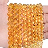 45pcs 8mm Natural Citrine Gemstone Energy Healing Crystal Round Loose Stones for Jewelry Making, DIY Bracelets Necklaces