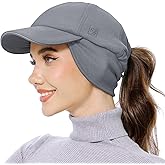 GADIEMKENSD Women's Fleece Ponytail Hat - Reflective Winter Hat with Flip Down Ear Warmer, Vertical Ponytail Hole, Adjustable