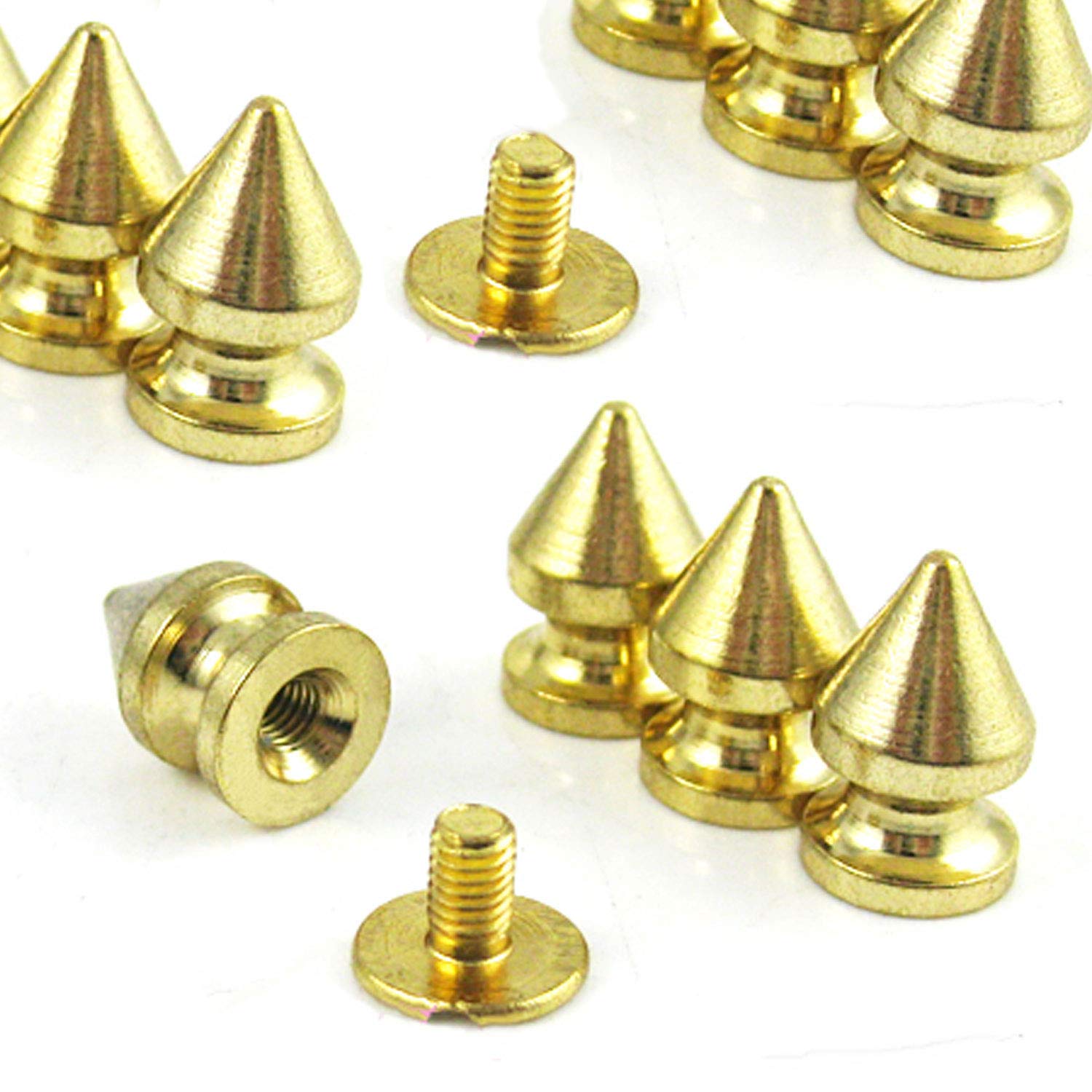 RUBYCA 12MM 100 Sets Metal Tree Spikes and Studs Metallic Screw-Back for DIY Leather-craft Gold Color